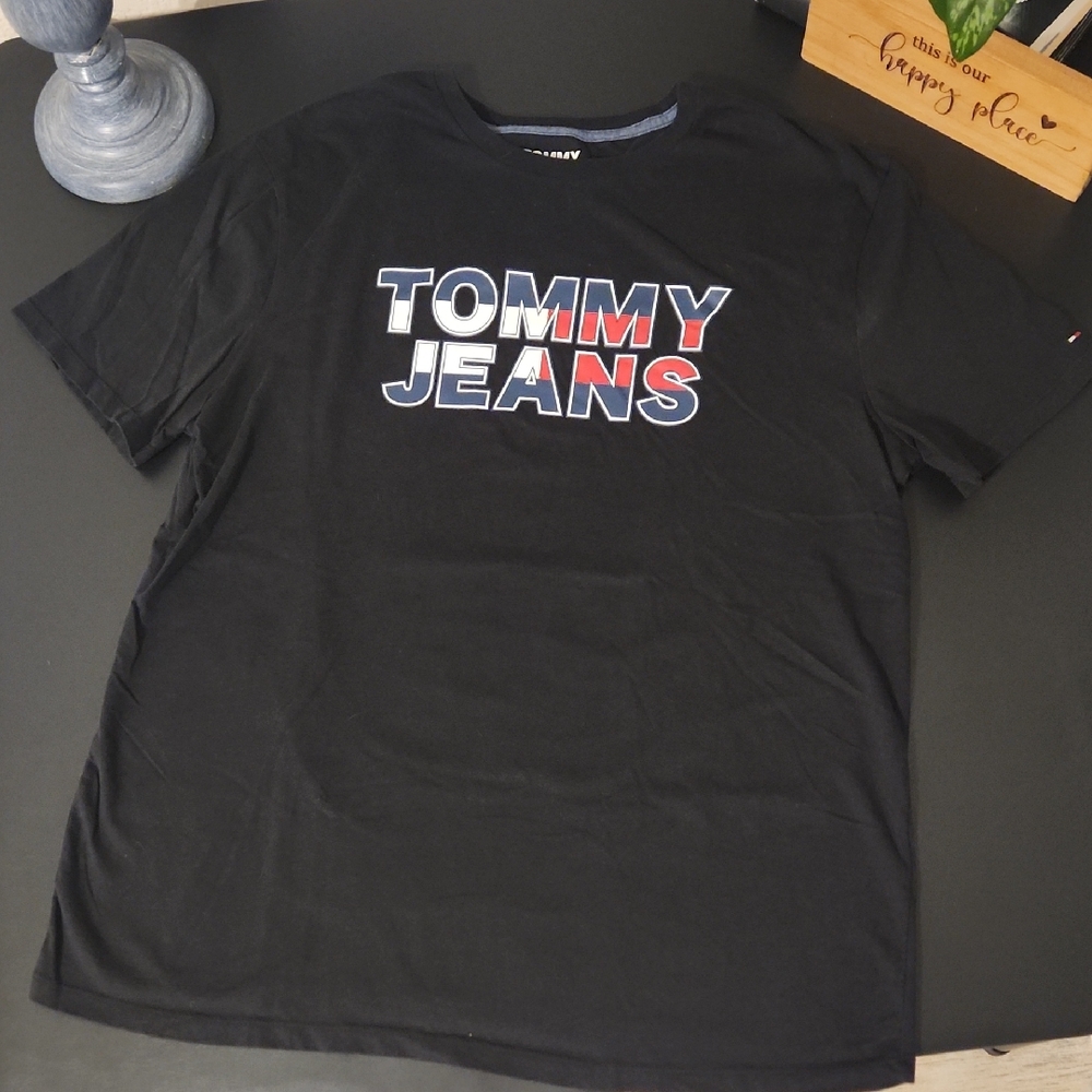 Tommy Hilfiger Black Tee with Red, White & Blue Logo